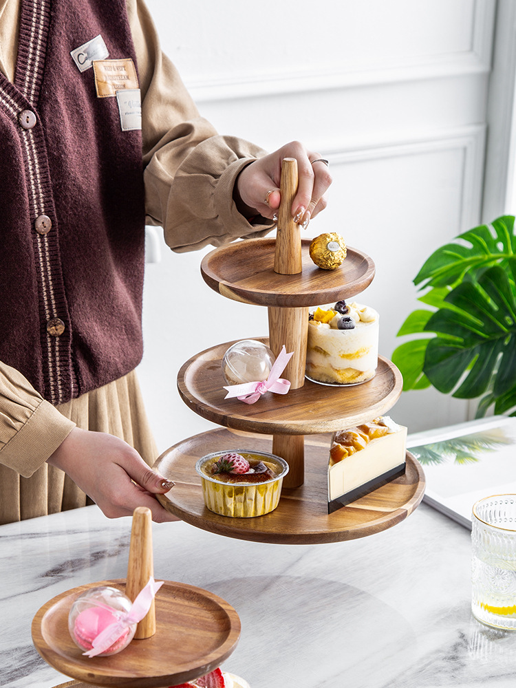 3OBR批发相思木甜品台展示架摆件森系套装蛋糕托盘下午茶餐具点心