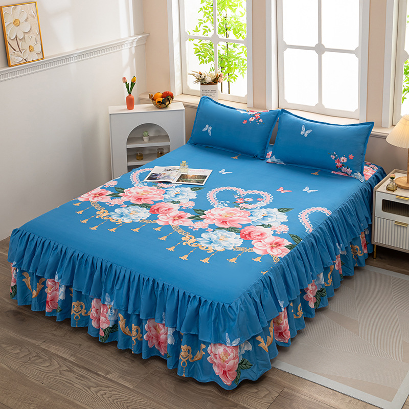 Falda de cama, sábana gruesa, colchón antideslizante agradable para la piel, funda protectora, funda de cama Simmons de una pieza, cama doble de 1,8 m