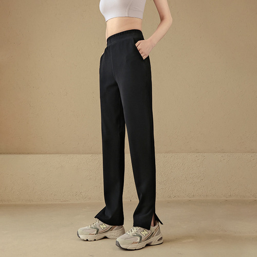 Women's Summer High-Waist Loose Wide-Leg Casual Straight-Tuck Flowy Slimming Outerwear Yoga Pants for Running and Fitness