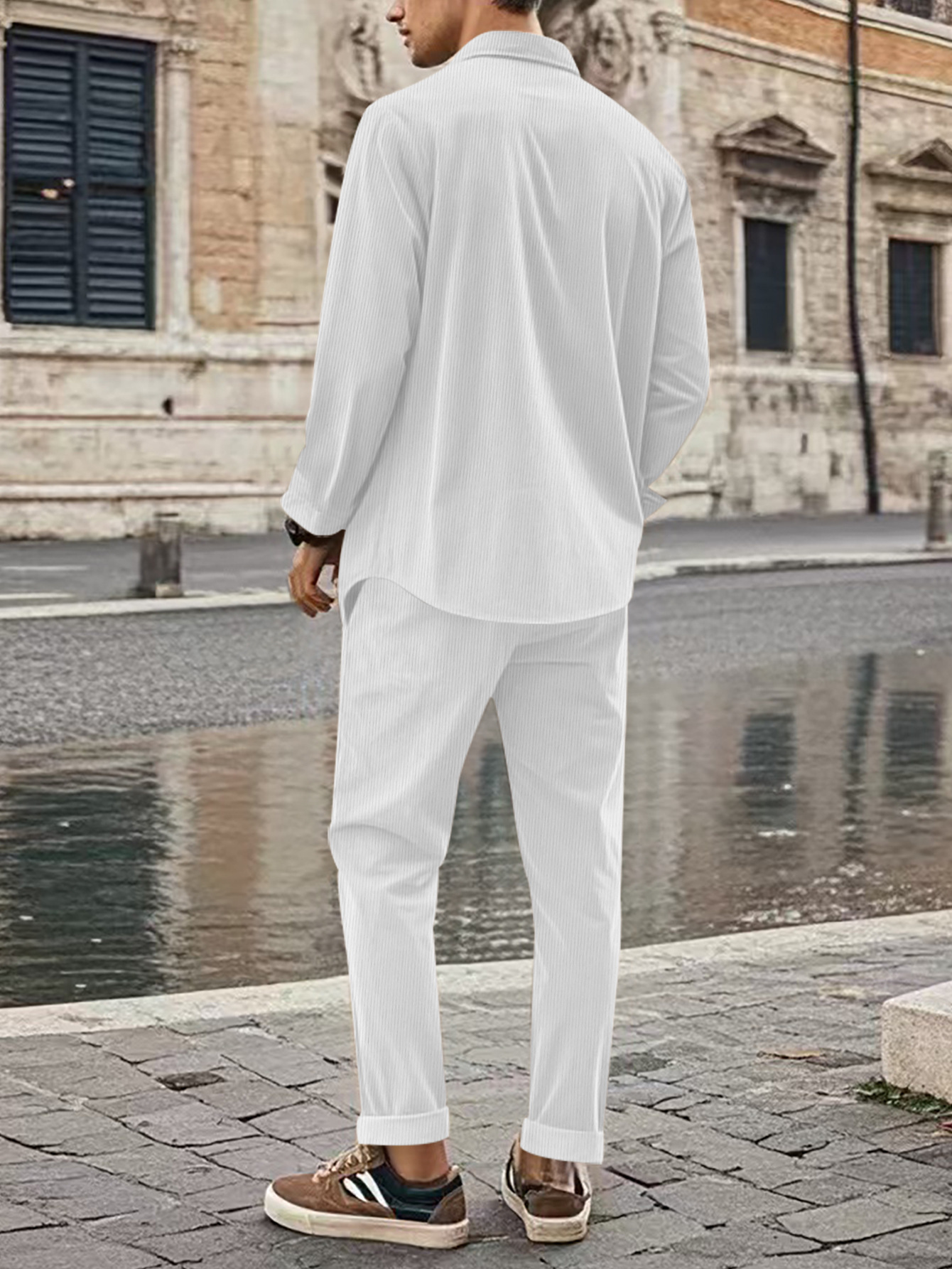 Herren Freizeit Set Aus Hemd Und Hose Aus Baumwolle Für Alltag_voghion.com