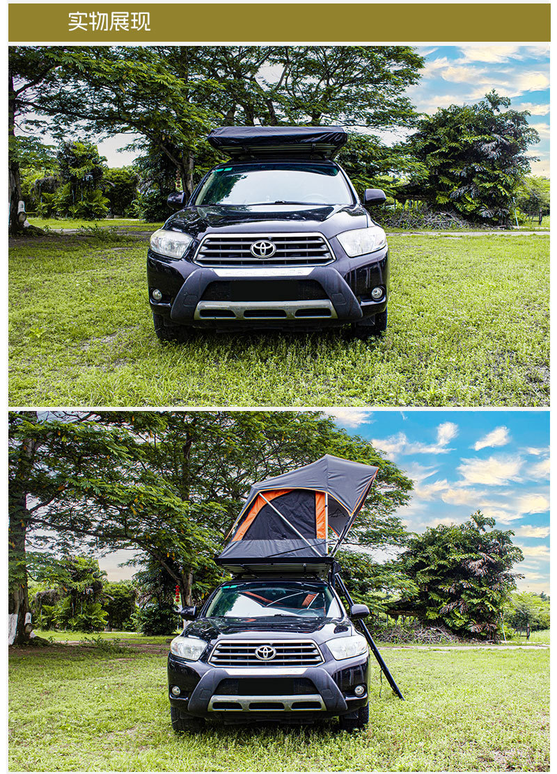 Soft-Shell Hydraulic Rooftop Tent for Self-Driving Cars, 2-Person Off-Road Vehicle Camping Quick-Open Rv