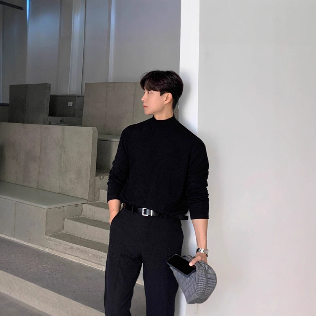 올드머니 스타일의 고급스러운 하프넥 베이스 레이어 남성용 순면 기모 긴팔 티셔츠, 피부 친화적이고 따뜻한 중간 칼라 이너웨어, 7가지 색상