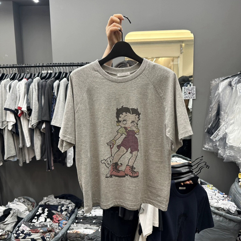 Now the 2026 Summer New Style Korean Dongdaemun Children's Cute Cartoon Betty Puppy Print Short-Sleeved T-Shirt