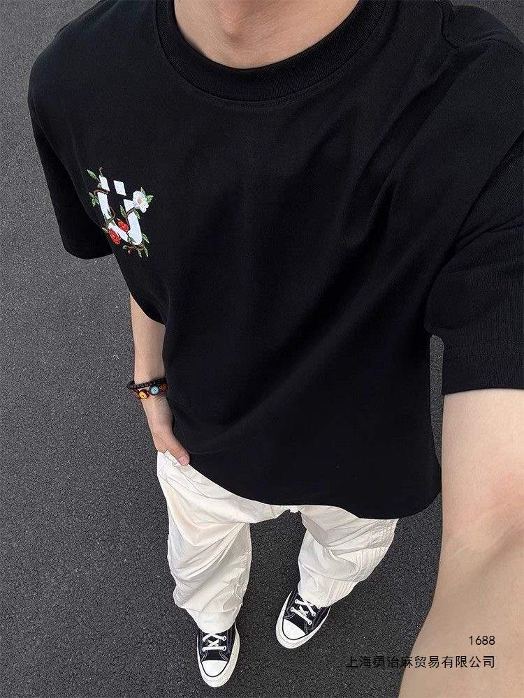300-pound plus-size retro floral print short-sleeved T-shirt for men, summer oversized versatile top, trendy on Instagram.