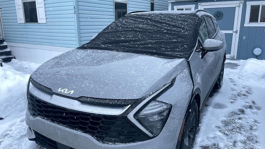 Car snow cover, winter windshield cover, black-coated reflective snow cover for night use, new car sunshade