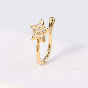 Fashionable nose piercing, diamond stone inlay, nose clip, European style