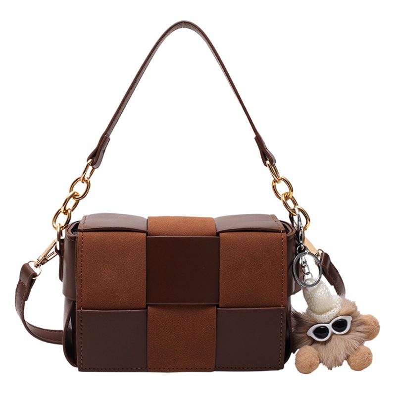 Estilo coreano contraste color tejido pequeño bolso cuadrado 2023 otoño nuevo versátil retro moda bolso de hombro ins crossbody bolso de mujer