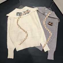 S林大翻领双拉链羊羔毛短款外套女2025秋冬新款保暖加厚毛衣开衫