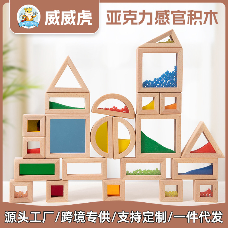 Weiweihu Educación temprana Bloques de construcción de madera Gráficos geométricos Coordinación mano-ojo ayudas didácticas Bloques de construcción sensoriales acrílicos Juguetes educativos