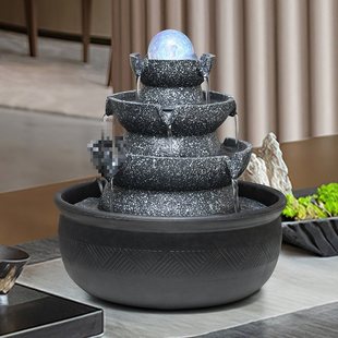 Living room eight directions to wealth circulation water wheel inverted water ornaments crystal ball rolling fountain