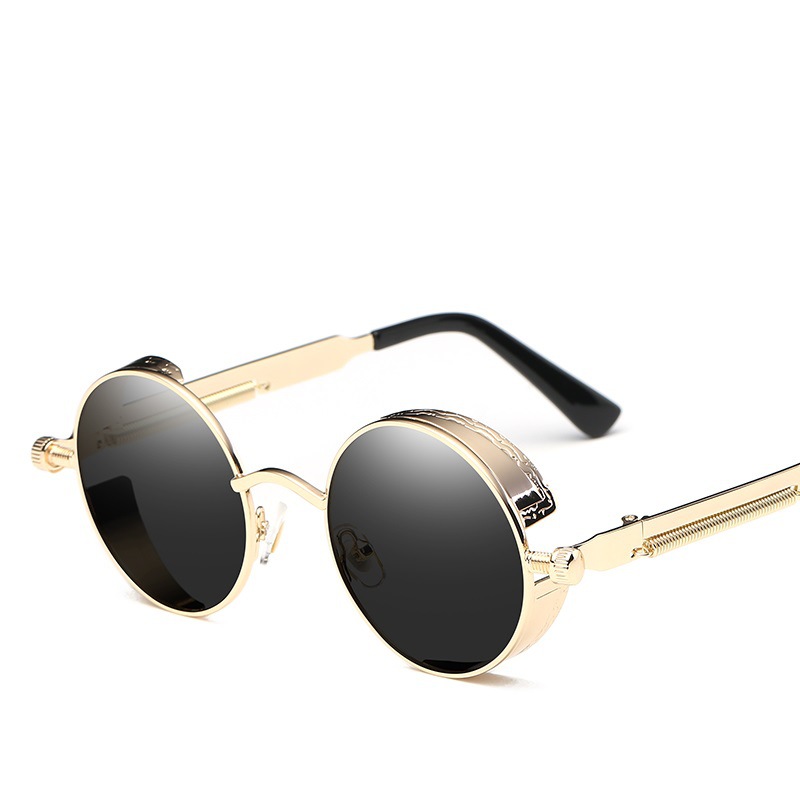 Clásico Steampunk gafas de sol europeo y americano ronda reflectante gafas de sol hombres y mujeres retro moda gafas de sol 0914