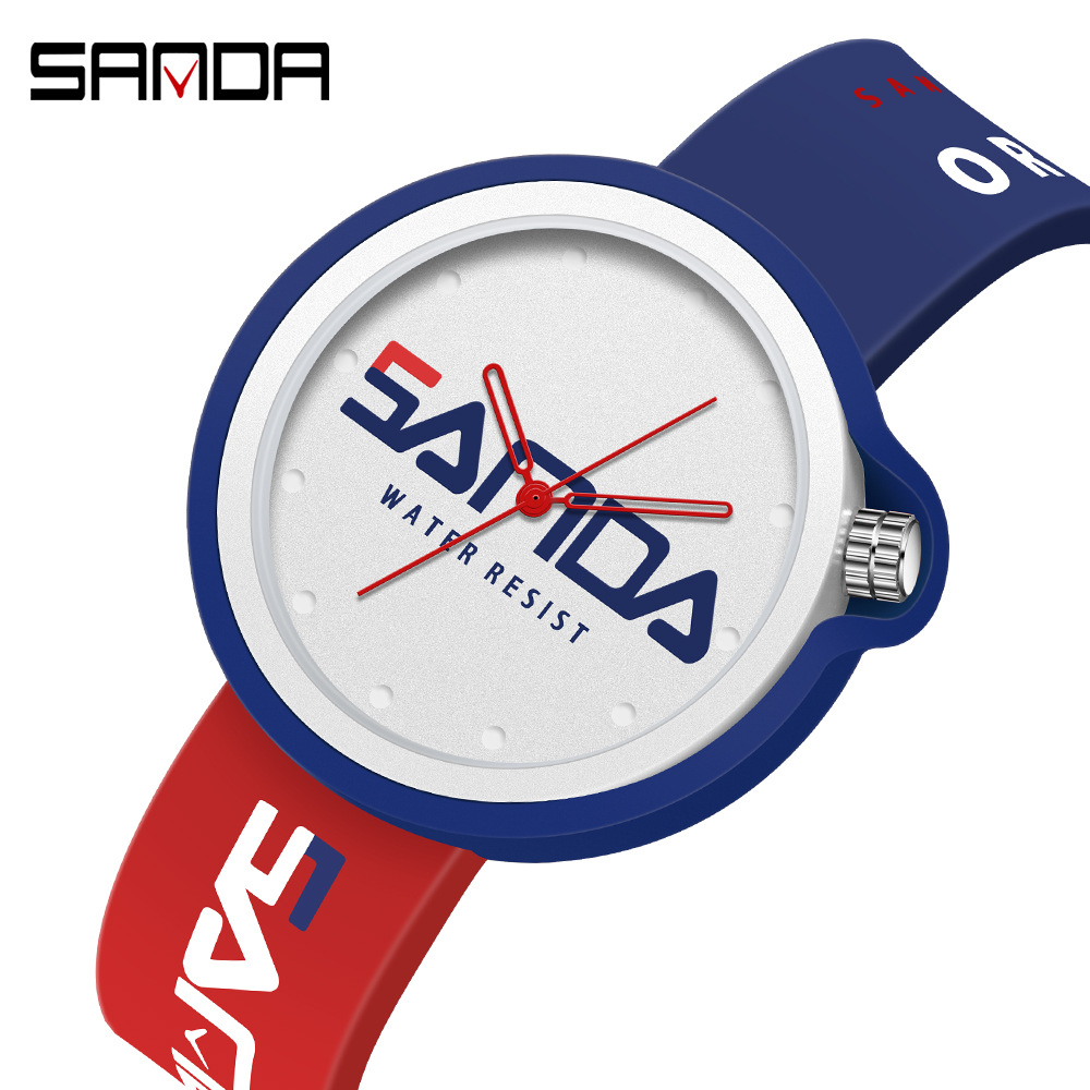 SANDA 3200 nuevo movimiento de cuarzo Correa silicona simple casual deportes al aire libre reloj estudiante