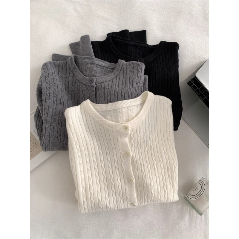 Twist Knitwear Crewneck Cardigan Women's 2025 Spring and Autumn New Loose Casual Outer Jacket Autumn and Winter Sweater Coat Twist Knitwear Crewneck Cardigan Women's 2025 Spring and Autumn New Loose Casual Outer Jacket Autumn and Winter Sweater Coat