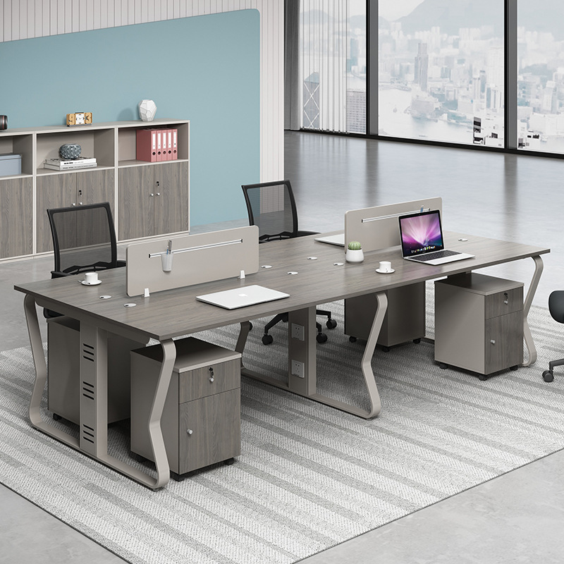 Escritorio de oficina personal y silla combinación simple moderna Pantalla de cuatro asientos partición titular de la tarjeta Estación de personal fabricante de escritorio de la computadora