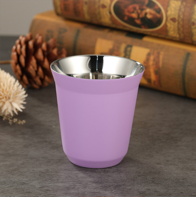 Transfronterizo 304 tazas de acero inoxidable tazas de café de doble capa de aislamiento térmico tazas de té de pequeña capacidad portátiles de aislamiento térmico portátiles