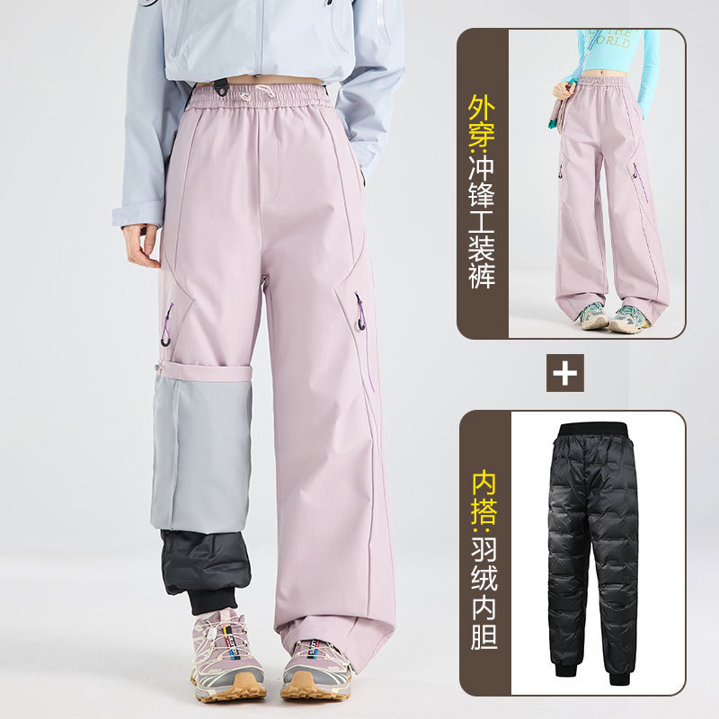 Big Brand Women's Outdoor Thermal Water-Resistant Thickened Wear-Resistant Hiking Pants 2026 with down Lining Casual Pants Big Brand Women's Outdoor Thermal Water-Resistant Thickened Wear-Resistant Hiking Pants 2026 with down Lining Casual Pants