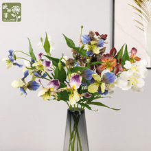 仿真手感EVA鸢尾花PU单枝3头小鸢尾高档室内家居装饰跨境假花批发