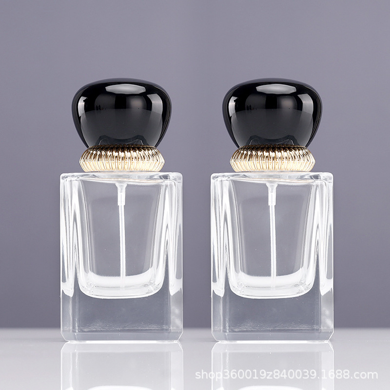 透明香水玻璃瓶加工喷色烫金卡口长方50ml分装瓶按压式喷雾空瓶子