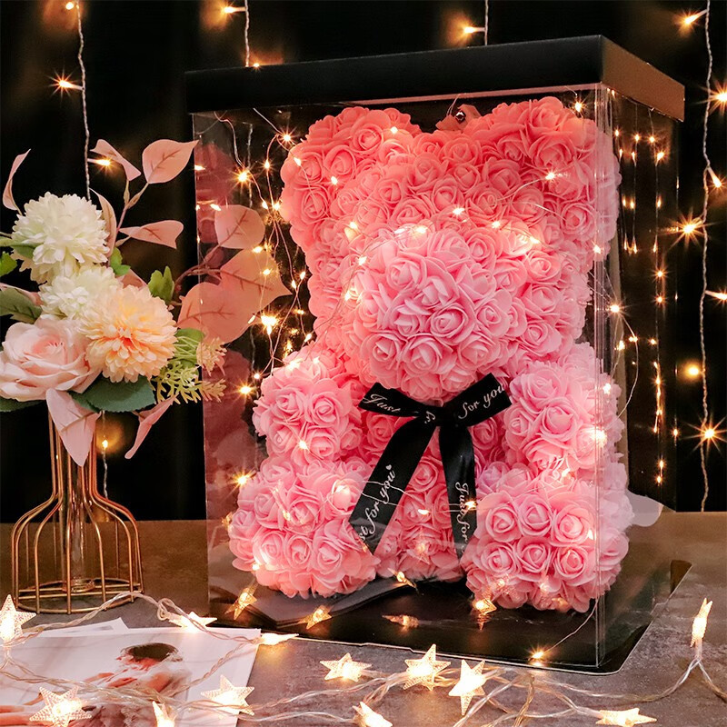 Caja de Regalo con Oso de Rosas, Regalo de Navidad, Caja de Regalo Romántica para el Día de San Valentín, Regalo de Cumpleaños, Venta al por Mayor Directa de Fábrica