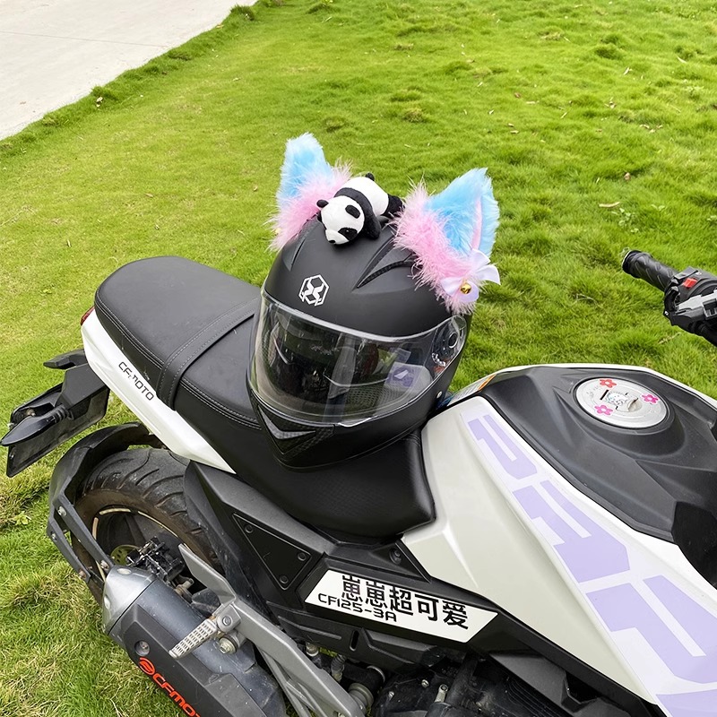 Creative Helmet Decoration Motorcycle Pink Blue Fluffy Cat Ears