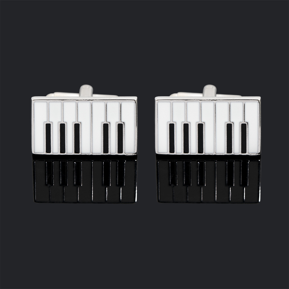 Gemelli in metallo per pianoforte di alta qualità, semplici chiodi a goccia in lega per polsini a righe bianche e nere all'ingrosso_voghion.com