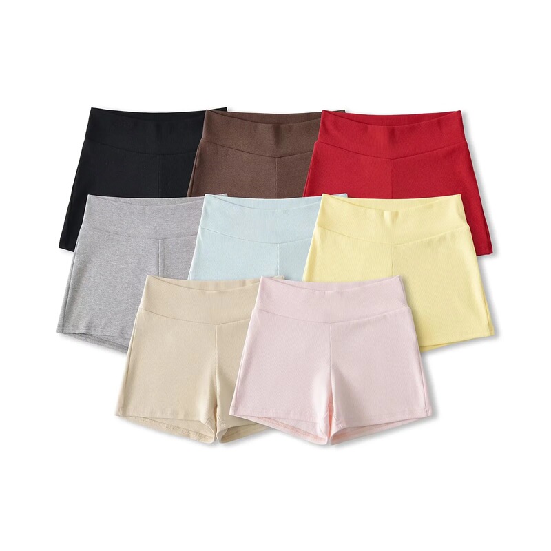 Summer Low-Waist Sexy Ribbed Slimming Peach Hip Tight-Fitting Ultra-Short Yoga Shorts for Fitness