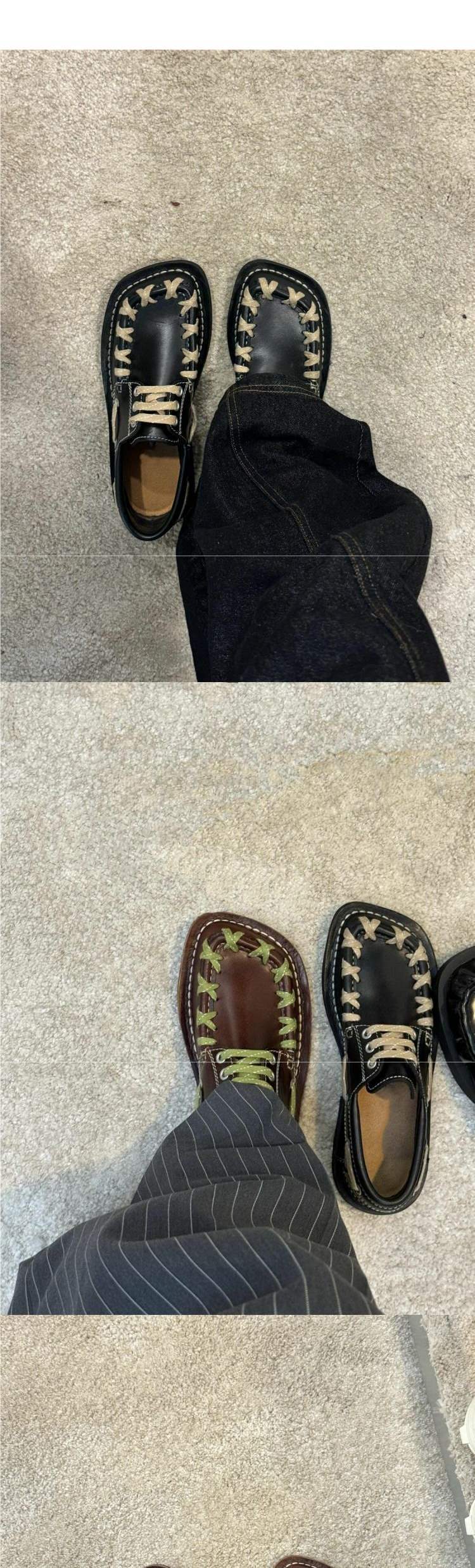 ShoeVault Derby-Schuhe für Damen und Herren, lässige, trendige Lederschuhe mit quadratischer Spitze im britischen Stil, Pendler-Nischen-Webdesign im Retro-Stil_voghion.com