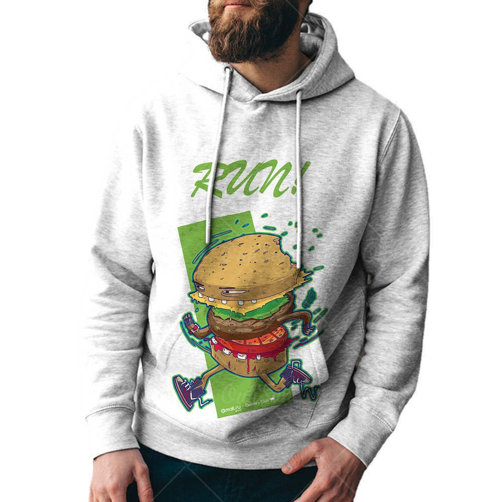 Hee Sports Men's 2024 Painting Ha Food con capucha de baño Pizza Digital Tendencia 3D Color Burger Printing Wind