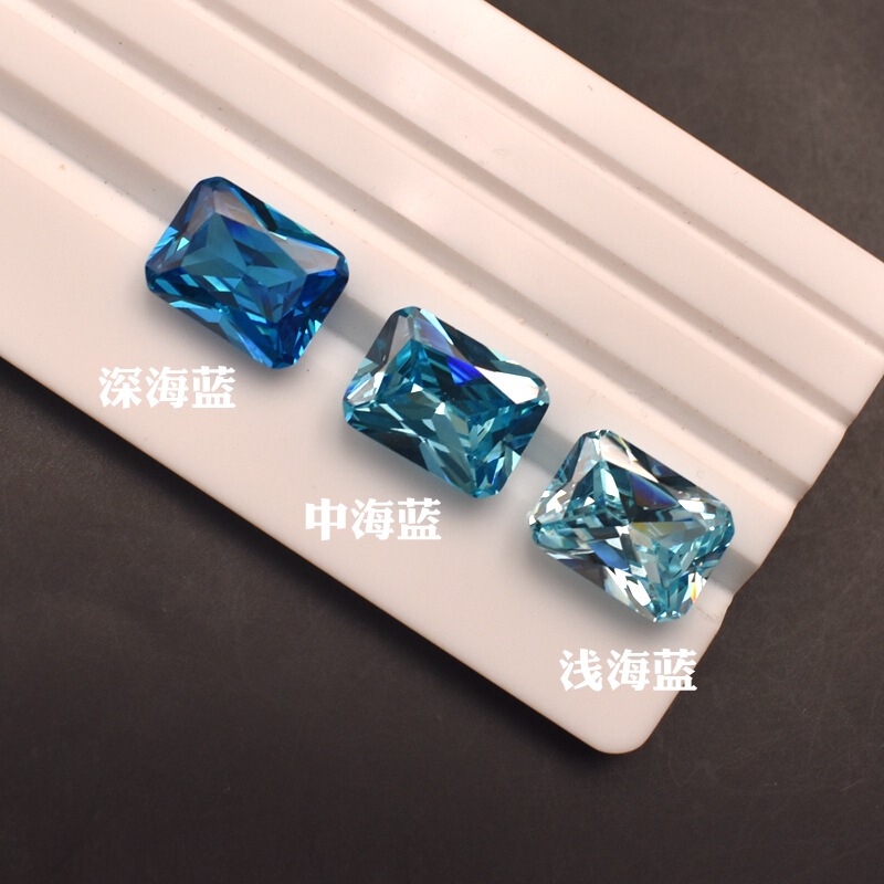 Rectangular shallow aquamarine bare stone Wuzhou zircon topaz blue ring pendant Main Stone not inlaid