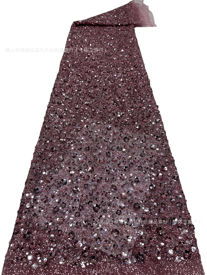 Tejido bordado tubo de perlas bordado diafragma bordado vestido de tela diafragma polvo pulverizado polvo brillante tela de moda stock