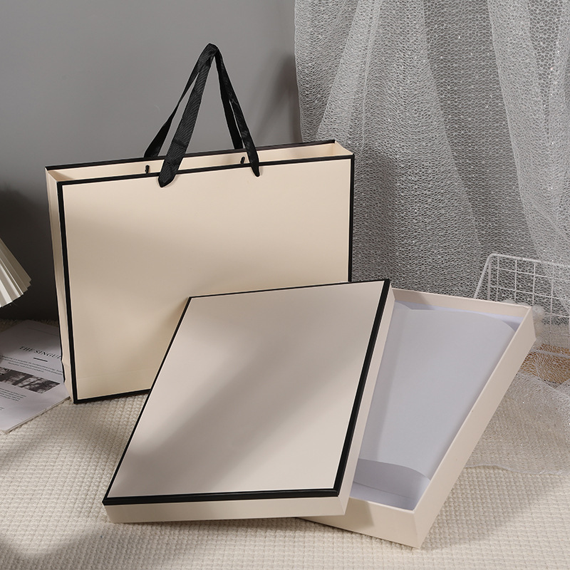 Large Rectangular Shirt Packaging Box Silk Scarf Gift Box Rice White Simple Gift Box Pajamas Box Heaven and Earth Cover Empty Box