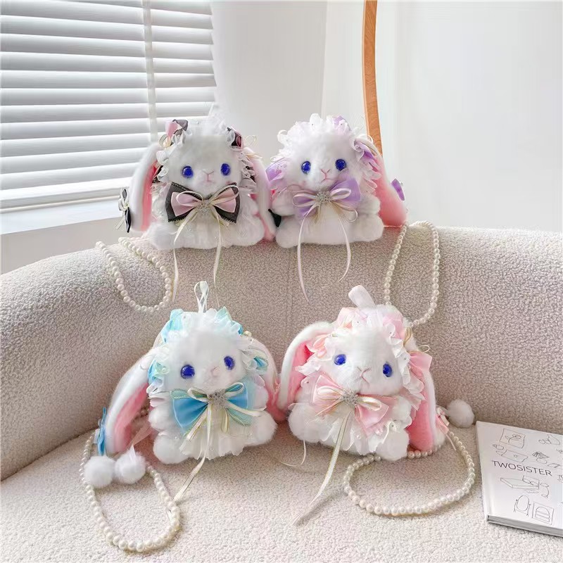 Lolita Rabbit Plush Bag Cute Pendant Doll Girl Toy Crossbody Bag Handbag Storage Bag