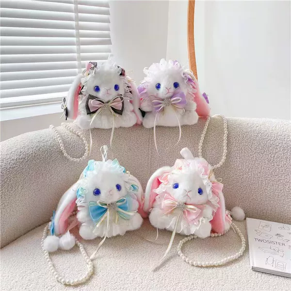 Lolita Rabbit Plush Bag Cute Pendant Doll Girl Toy Crossbody Bag Handbag Storage Bag