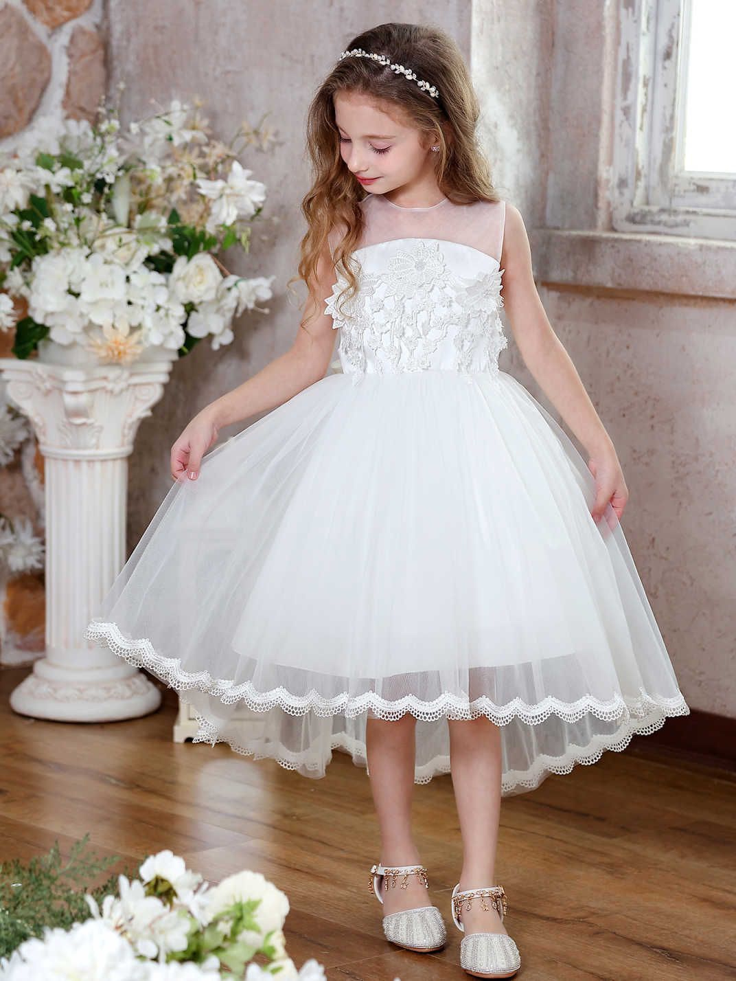 Verano transfronterizo nuevo estilo vestido de noche para niños niña princesa hilo de red falda de cola seis niños ropa de rendimiento para niñas ropa para niños
