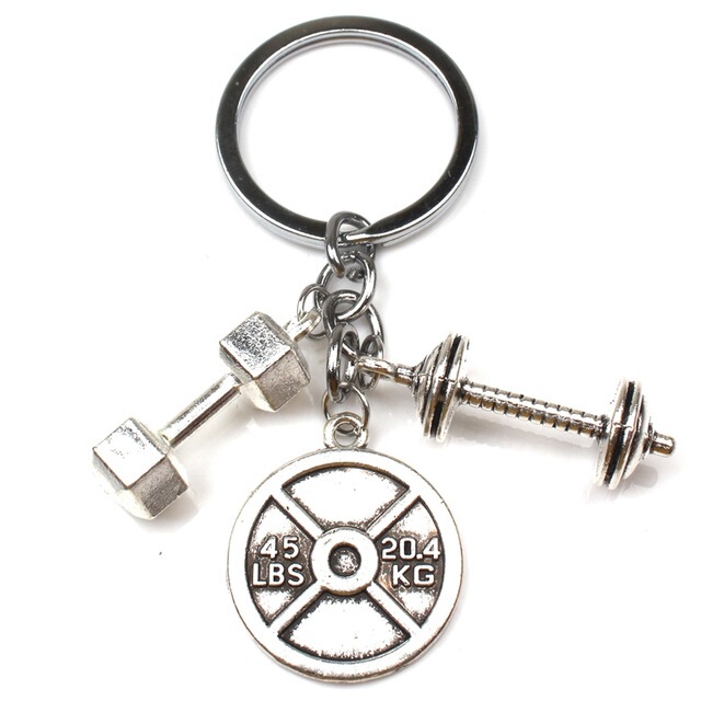Barbell dumbbell weightlifting sports key chain athlete bodybuilding coach gift cross-border jewelry