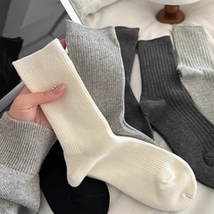 純色百合 ~ 白い靴下春夏綿の薄いタイプのスタッキングソックスの甘いシンプルな純色ins風カジュアルソックス
