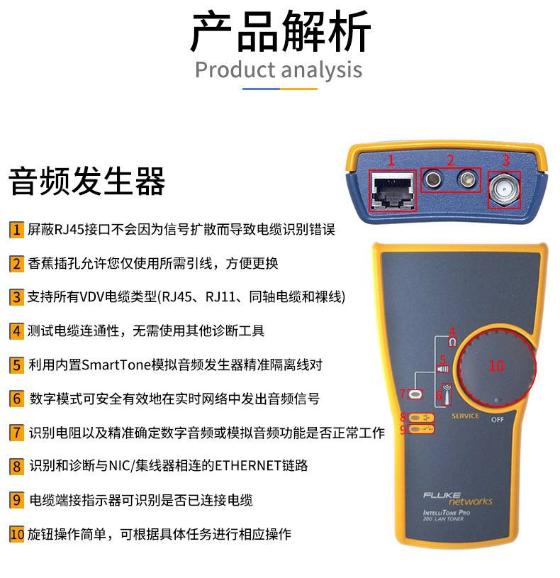 福禄克网络寻线仪FLUKE MT-8200-60KIT网线电话线故障测试器查找