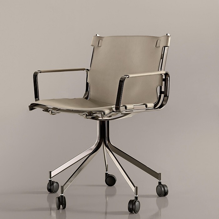 Nordic luxury office chair home study computer chair luxury metal saddle leather personality industrial style swivel chair