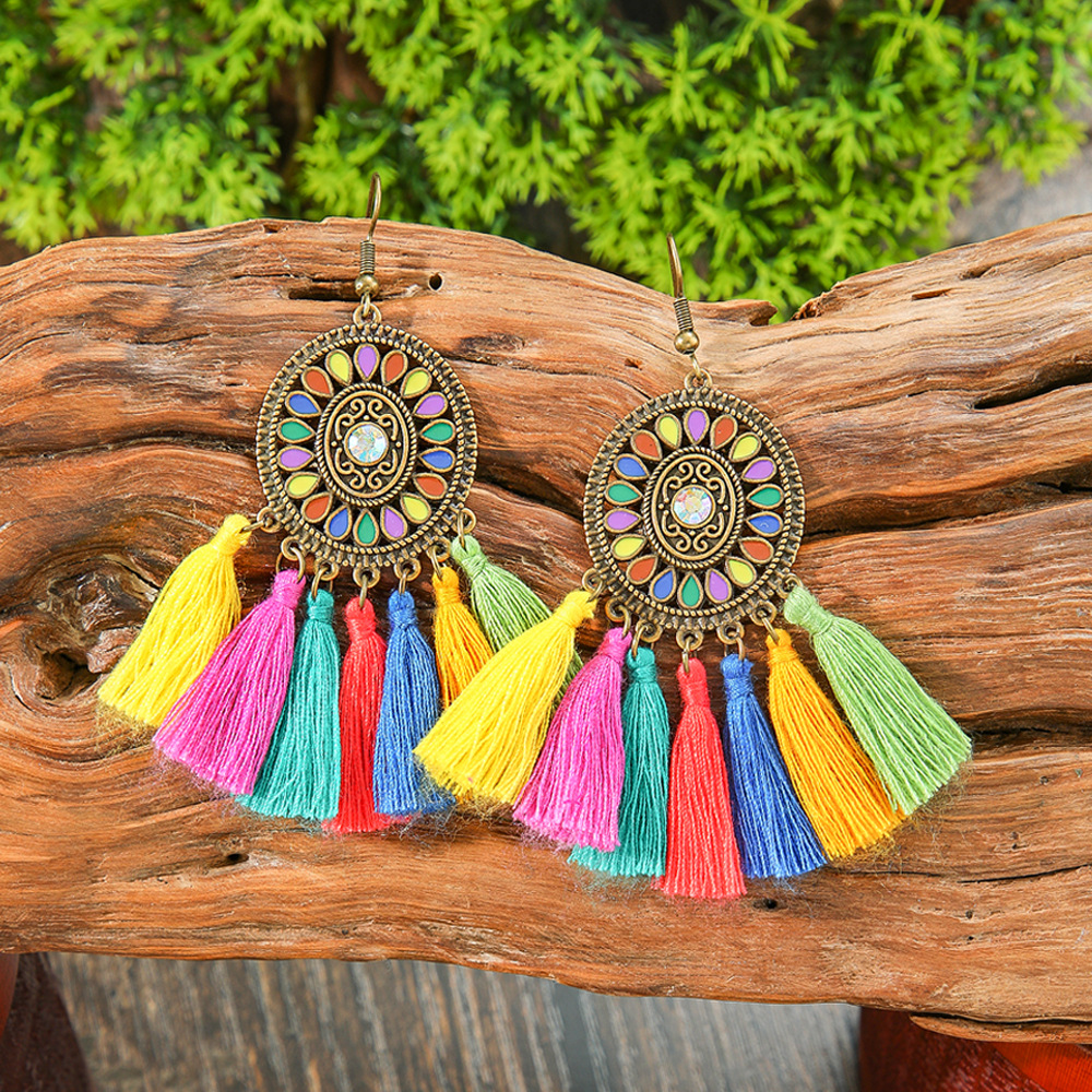 15g Weight Alloy Ear Needle Material Drop Earrings Classification 1 Pair Quantity Daily, Street Occasion Zinc alloy Material Geometric Pattern All Seasons Season Women's Gender Polished Finish Ethnic Style Style 1 Pair Ethnic Style Geometric Zinc Alloy Drop Earrings 17