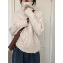 韩版细闪加厚保暖高领毛衣女装秋冬季高级感温柔慵懒风针织衫上衣