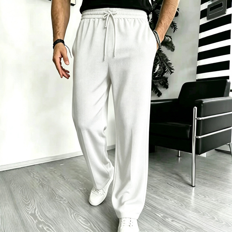 Cross-border hot-selling new heavyweight knitted casual waffle pants for men, autumn and winter comfortable drapey sports pants for men Cross-border hot-selling new heavyweight knitted casual waffle pants for men, autumn and winter comfortable drapey sports pants for men