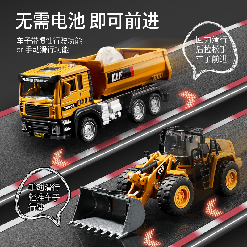 Coche cubo 1/50 aleación ingeniería vehículo modelo carretilla elevadora excavadora máquina de circuito abierto carretilla elevadora rodillo de mezcla