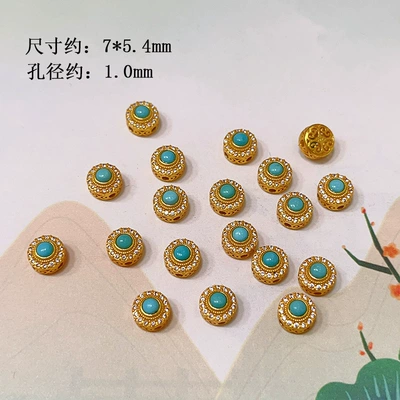 Natural Raw Ore Turquoise 925 Silver Plated with Ruyi Love Clover Round Bead Bracelet DIY Accessories (Zərgərlik ara hissələri) - round-table-with-diamonds