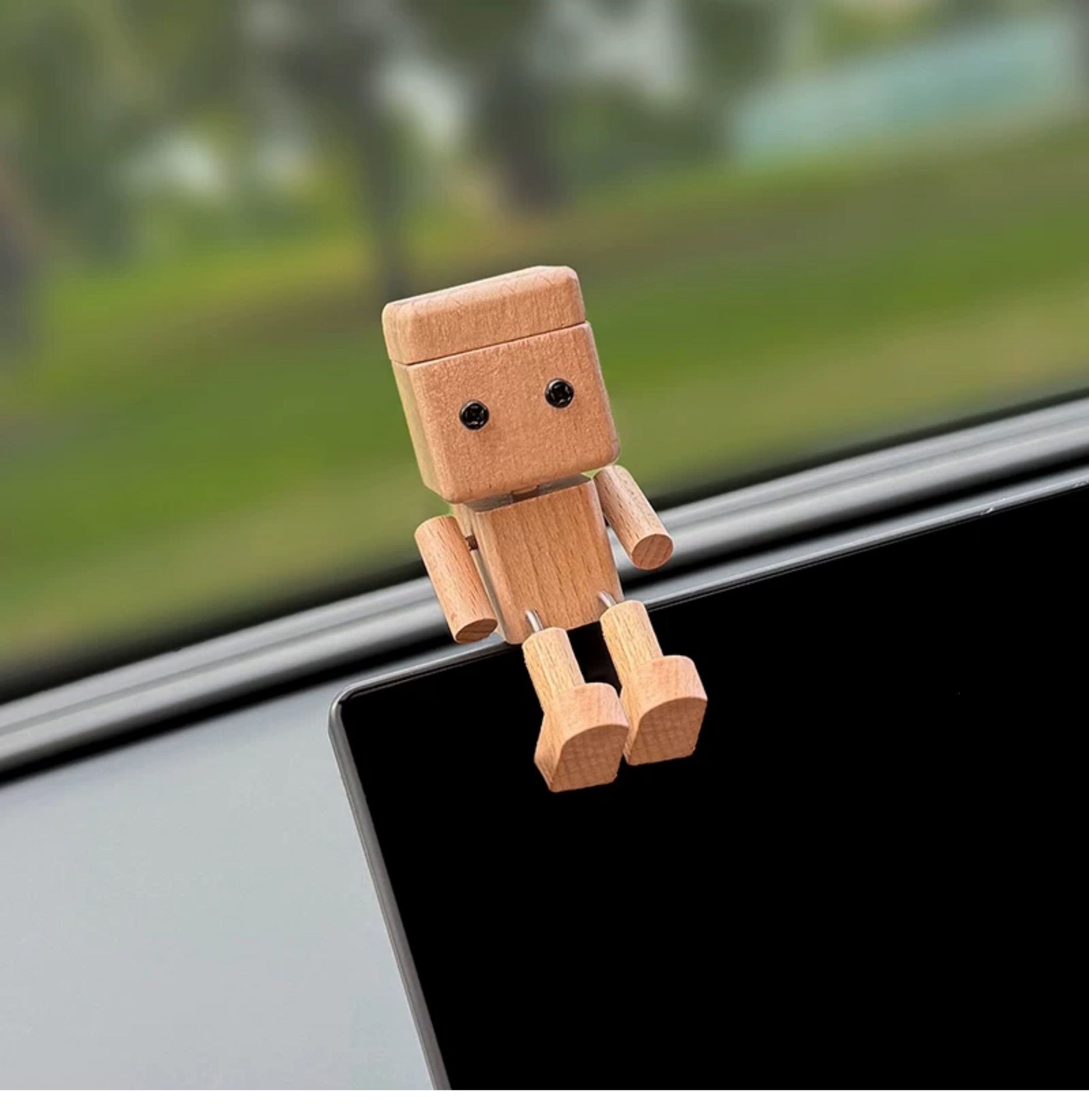 New model of leg-shaking wooden figurine, creative car accessory, cute car screen decoration, gift for women with shaking legs