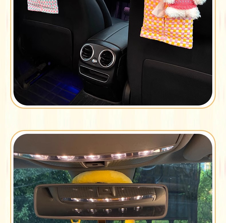 Car Tissue Box Dopamine Car Tissue Hanging Bag Car Paper Box 2024 New Tissue Bag Storage Doll