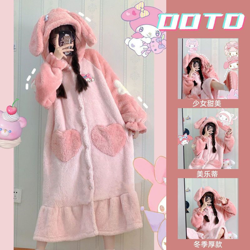 かわいいネットの赤い美楽蒂の寝衣は厚いサンゴの絨毛のパジャマの女性の2025年の新型の冬のフランネルのパジャマの女性を厚くします。|undefined