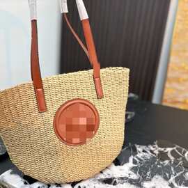 跨境新款个性草编包包女包2024潮流时尚大容量编织手提单肩大包