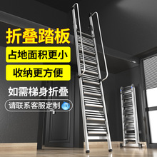 I9EK阁楼楼梯家用伸缩梯子室内外专用可折叠宽踏板铝合金扶手梯