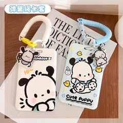 Card holder card access control subway card holder embossed work ID pc hard shell with lanyard spring rope Pacha dog 8.5cm
