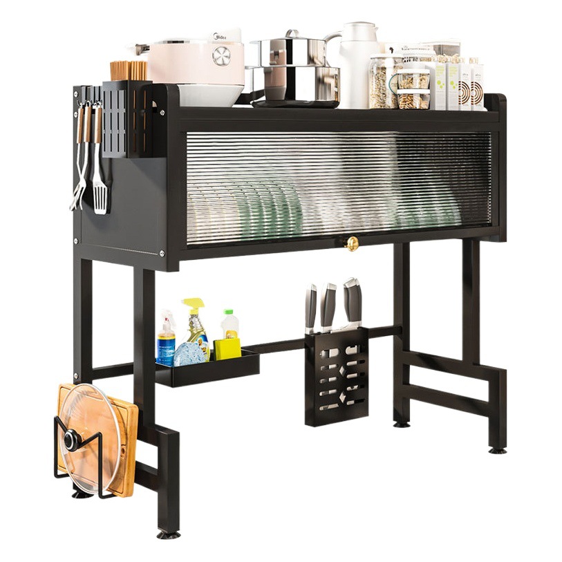 Hogar estante de almacenamiento de cocina a prueba de polvo palillos cesta plato fregadero estante de almacenamiento de cocina gabinete tazón plato drenaje estante a prueba de polvo